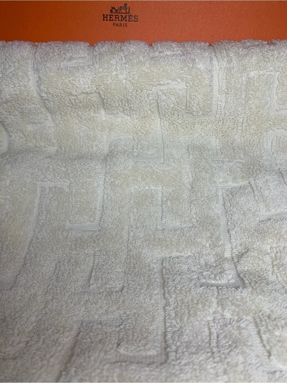 Hermès Cream Hand Bath Towel with Branded Tag